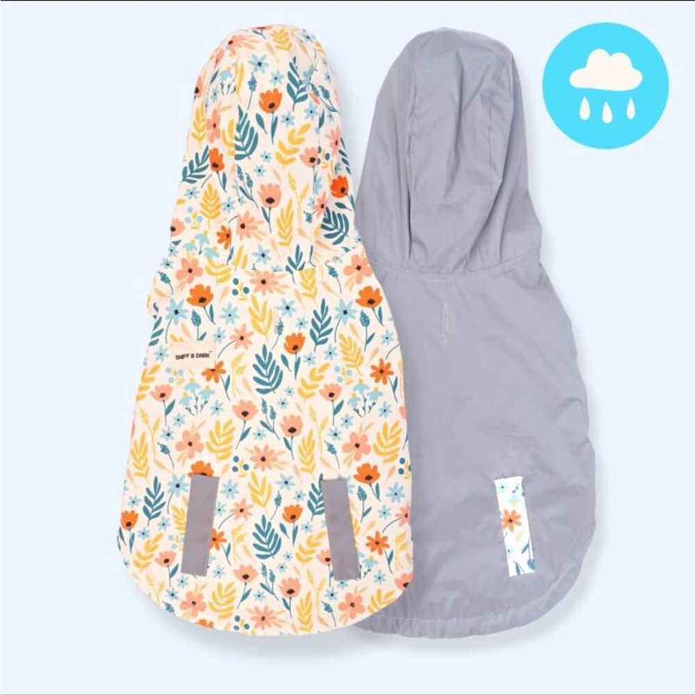 🌼 {FINAL SALE} Sniff & Bark Yellow Floral Reversible Zoomies Rain Vest™ - Picture 3 of 12